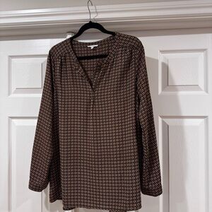 Pleione Red and Black Geometric Blouse